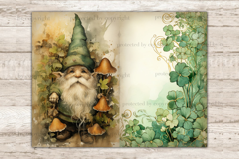 st-patricks-day-gnomes-junk-journal-pages-irish-printable