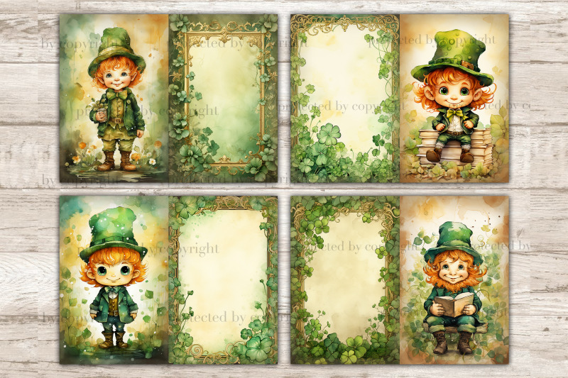 cute-leprechaun-ephemera-clover-junk-journal-page