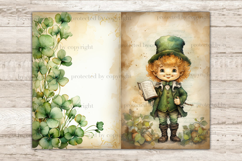 cute-leprechaun-ephemera-clover-junk-journal-page