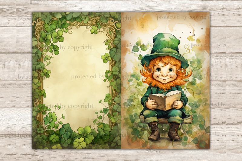 cute-leprechaun-ephemera-clover-junk-journal-page