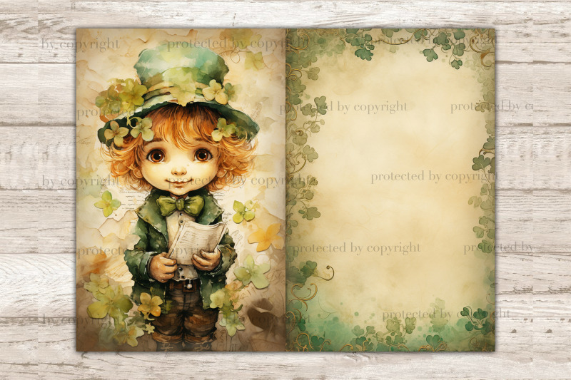 cute-leprechaun-ephemera-clover-junk-journal-page