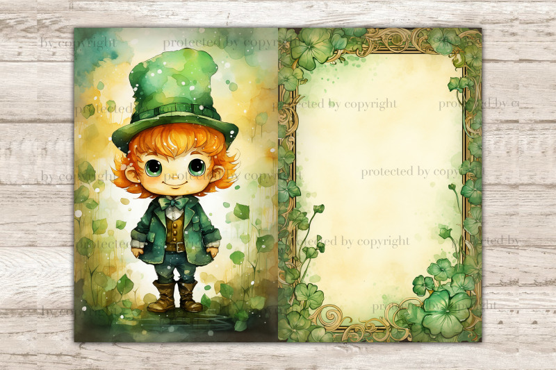 cute-leprechaun-ephemera-clover-junk-journal-page