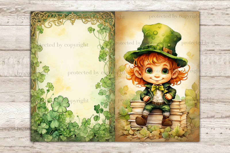 cute-leprechaun-ephemera-clover-junk-journal-page