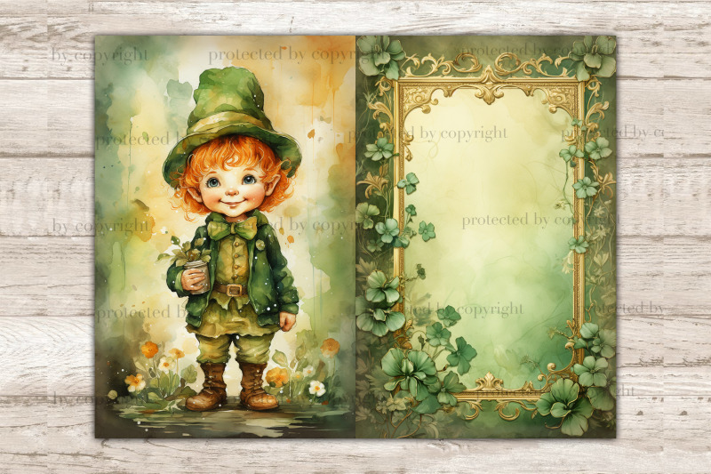 cute-leprechaun-ephemera-clover-junk-journal-page