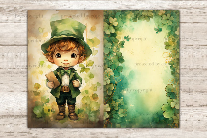 cute-leprechaun-ephemera-clover-junk-journal-page