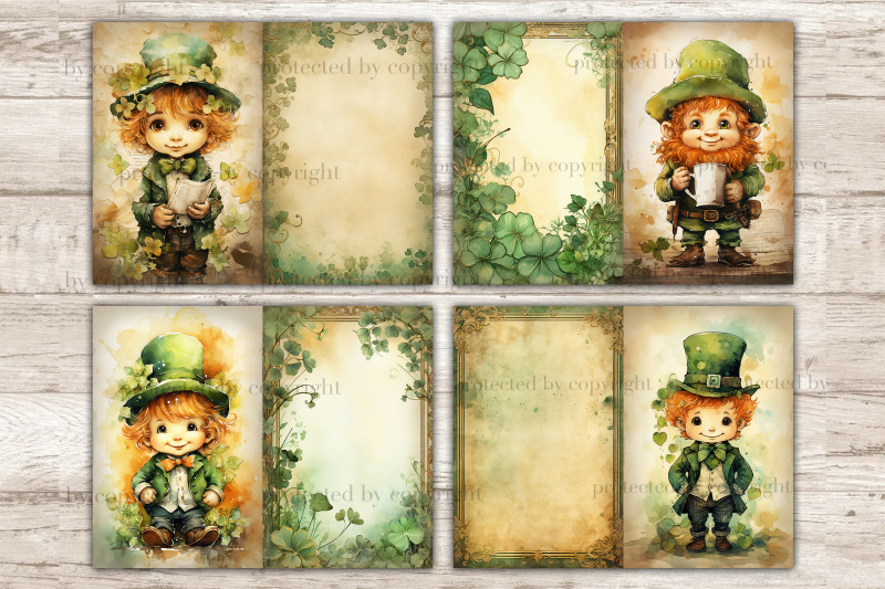 cute-leprechaun-ephemera-clover-junk-journal-page