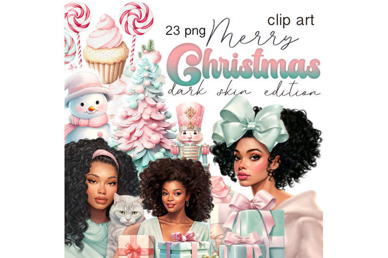black-girl-christmas-pastel-christmas-digital-23-pngs