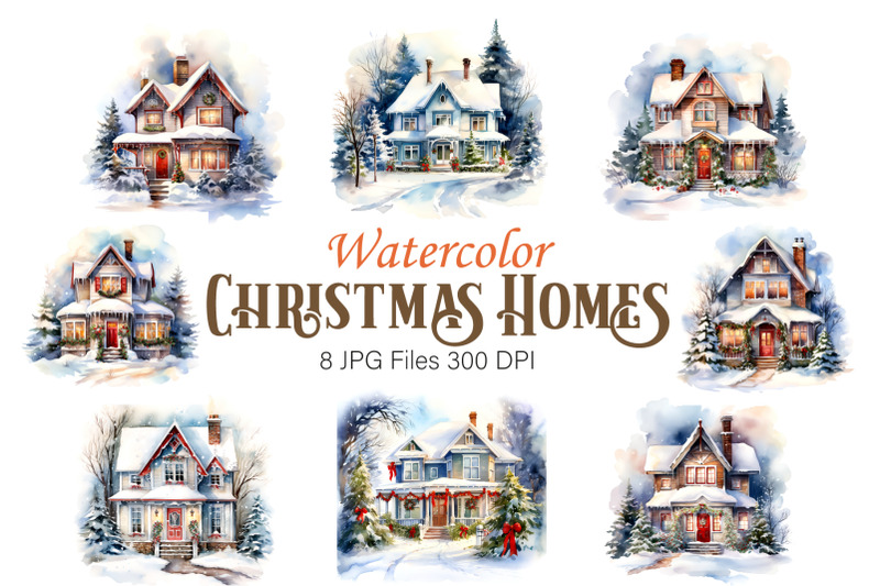 watercolor-christmas-home-clipart-bundle