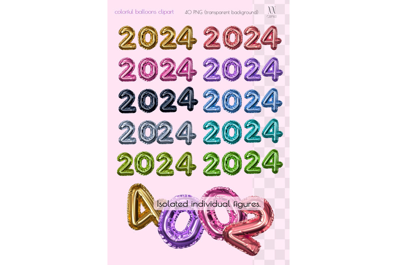 number-balloons-2024-clipart-happy-new-year-elements