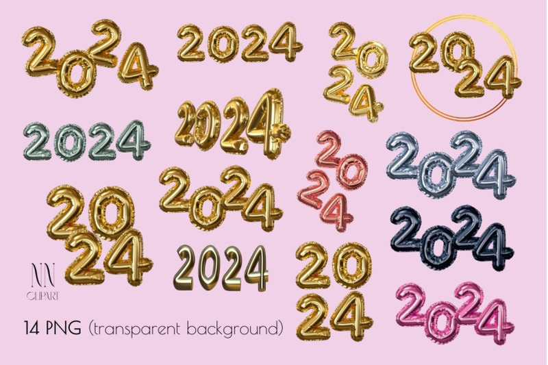 number-balloons-2024-clipart-happy-new-year-elements