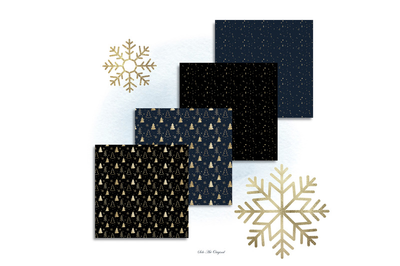 golden-christmas-backgrounds-snowflakes-striped-geometric-scrapbookin