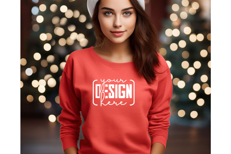 christmas-women-red-sweatshirt-mockups-girls-mockups-digital-downlo