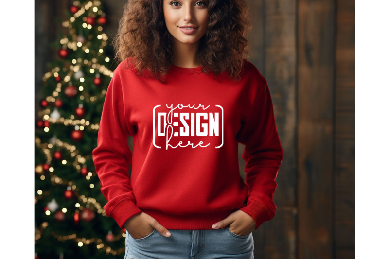 christmas-women-red-sweatshirt-mockups-girls-mockups-digital-downlo