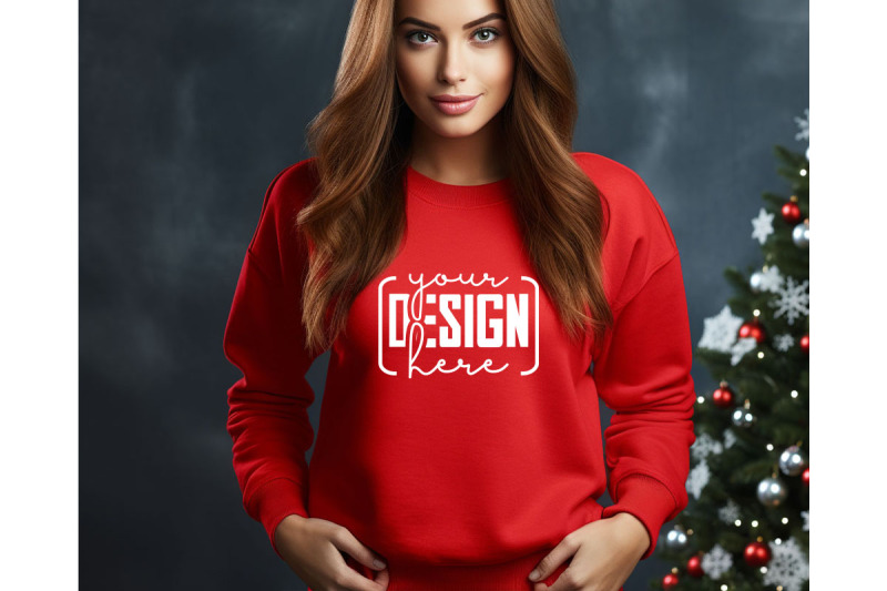 christmas-women-red-sweatshirt-mockups-girls-mockups-digital-downlo