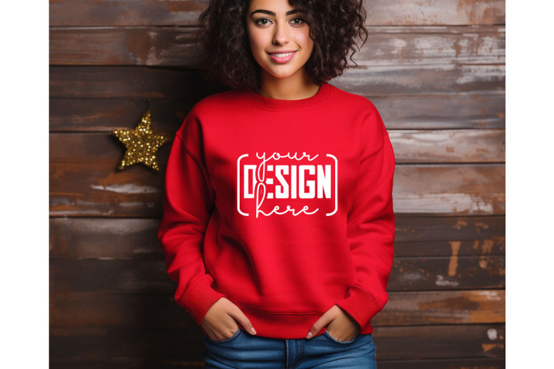 christmas-women-red-sweatshirt-mockups-girls-mockups-digital-downlo