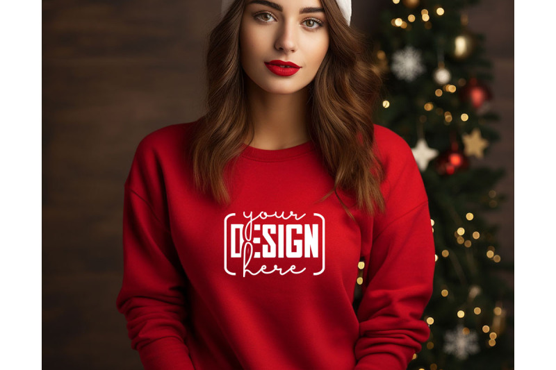 christmas-women-red-sweatshirt-mockups-girls-mockups-digital-downlo