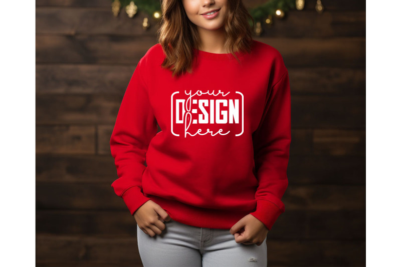 christmas-women-red-sweatshirt-mockups-girls-mockups-digital-downlo