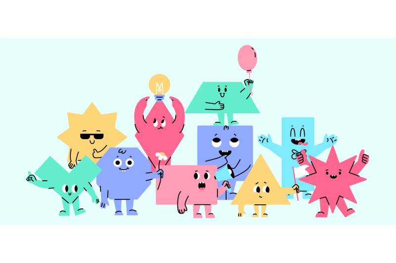 emotional-geometric-faces-hexagon-square-figure-characters-group-car