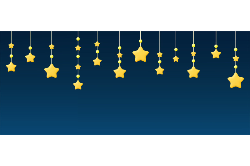 stars-3d-design-garland-yellow-star-and-pearls-hand-on-ropes-in-night