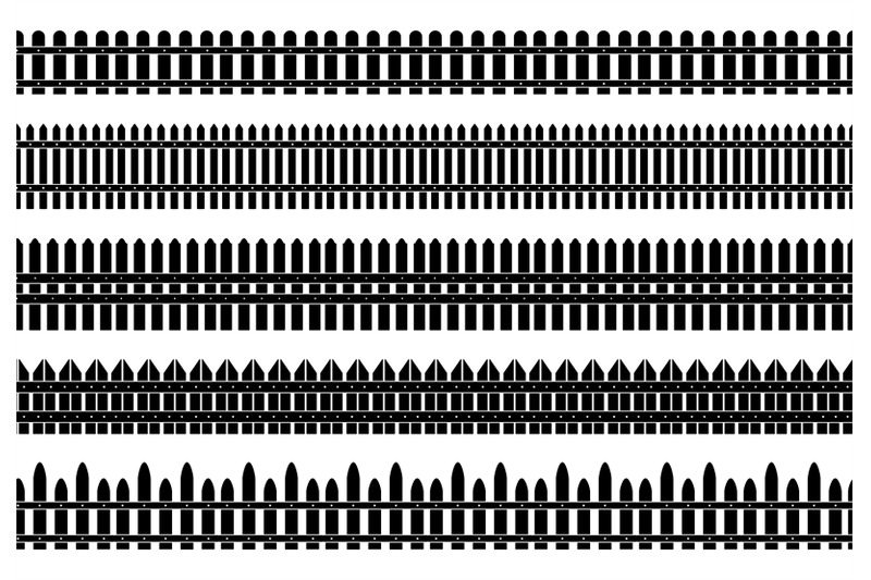 fences-seamless-pattern-black-fence-silhouettes-designs-flat-yard-fe