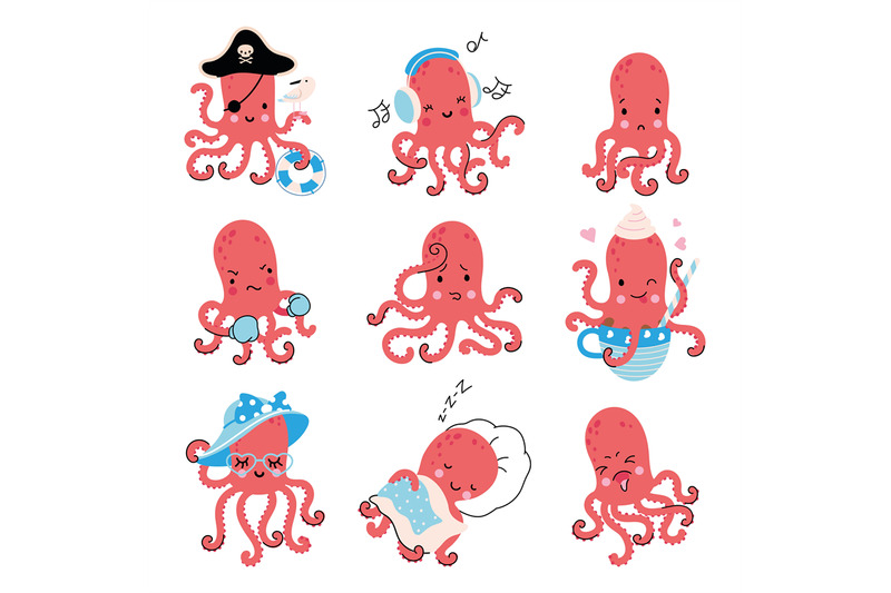 cute-octopus-set-cartoon-squid-underwater-life-characters-various-o