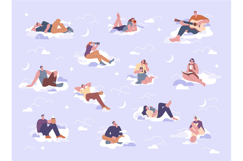 people-sitting-on-clouds-in-sky-thinking-and-dreaming-adults-resting