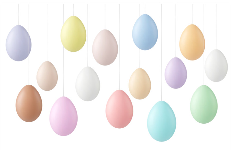 realistic-easter-eggs-banner-celebration-greeting-poster-with-colorfu