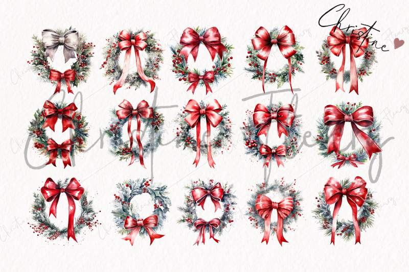 watercolor-christmas-bow-wreaths-clipart