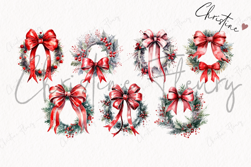 watercolor-christmas-bow-wreaths-clipart