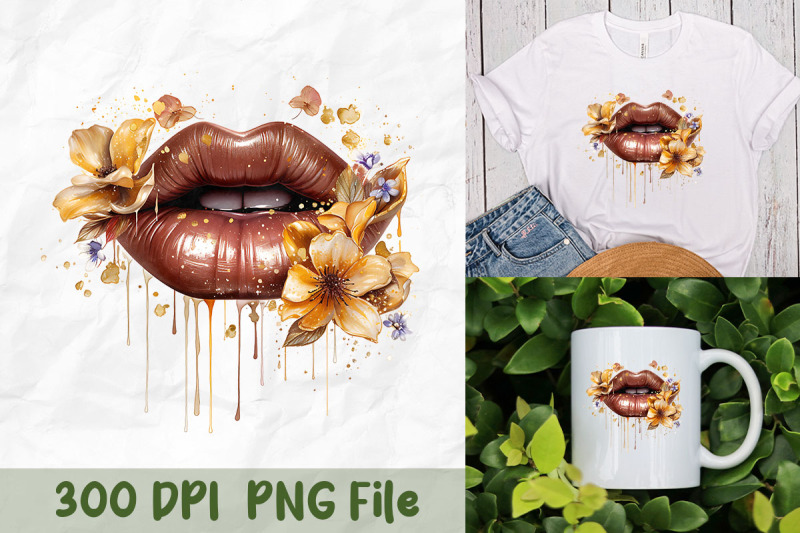 golden-drip-lip-art