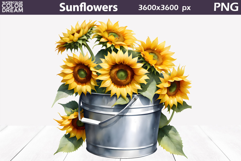 watercolor-sunflowers-clipart-sunflowers-sublimation-nbsp