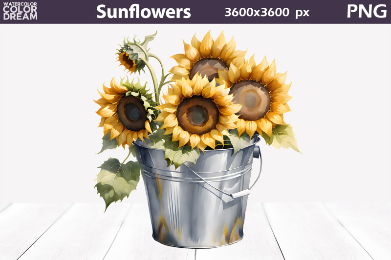 watercolor-sunflowers-clipart-sunflowers-sublimation-nbsp