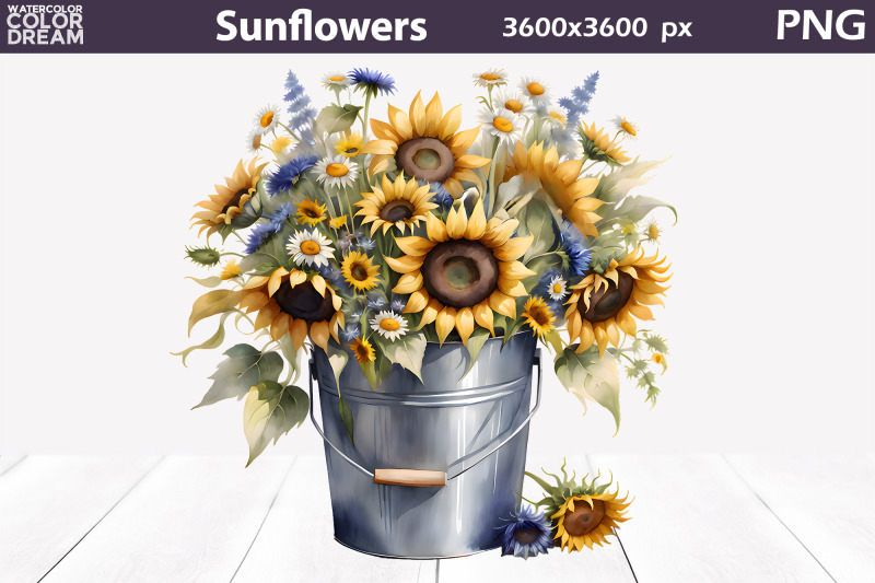 watercolor-sunflowers-clipart-sunflowers-sublimation-nbsp