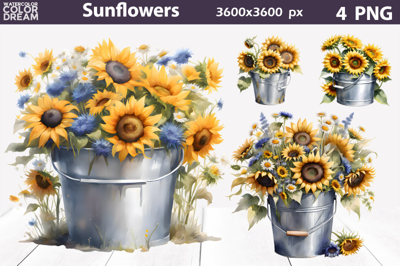 watercolor-sunflowers-clipart-sunflowers-sublimation-nbsp