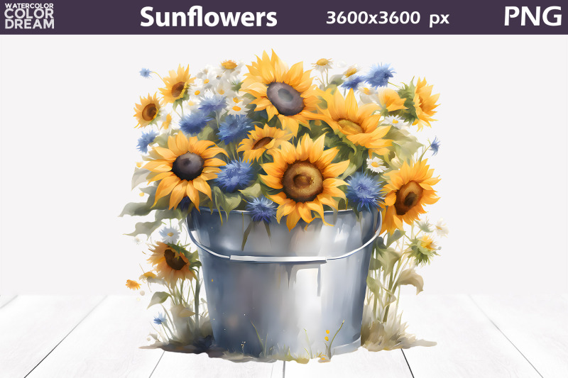 watercolor-sunflowers-clipart-sunflowers-sublimation-nbsp