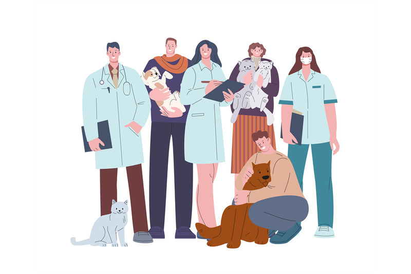 veterinarian-and-patients-cats-and-dogs-with-owners-happy-people-wit