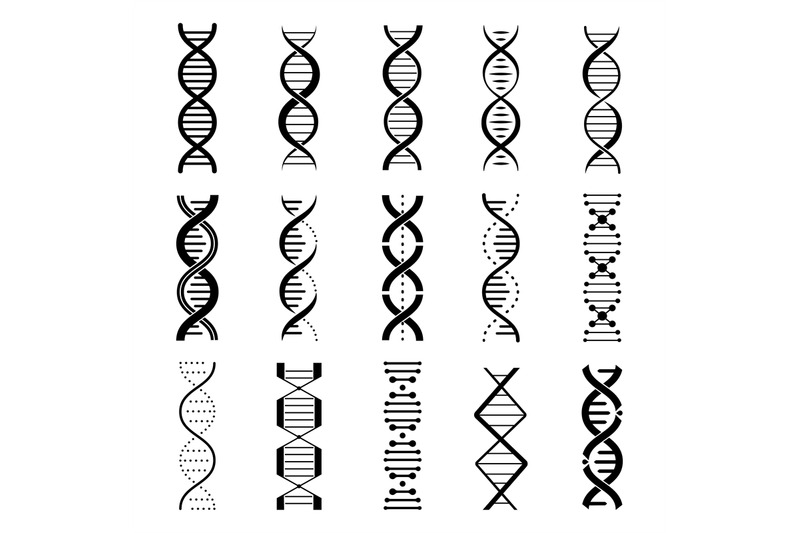 dna-gene-icons-set-scientific-genes-spiral-pictograms-isolated-helix