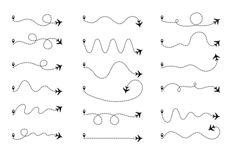 plane-routes-and-dotted-paths-aircraft-travel-route-start-point-and