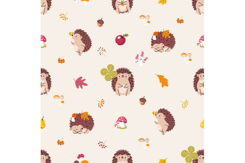 hedgehog-autumn-seamless-pattern-fall-hedgehogs-forest-cartoon-fabri