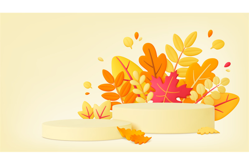 autumn-leaves-3d-empty-podium-background-fall-welcome-decorative-tre