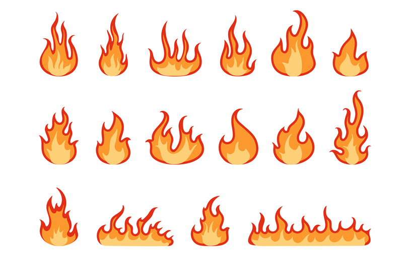 isolated-flat-fire-flame-heat-fires-hot-cartoon-logo-elements-heati