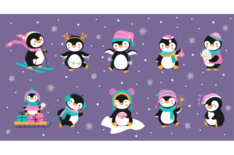 funny-xmas-penguins-christmas-holidays-penguin-wear-hats-and-scarves