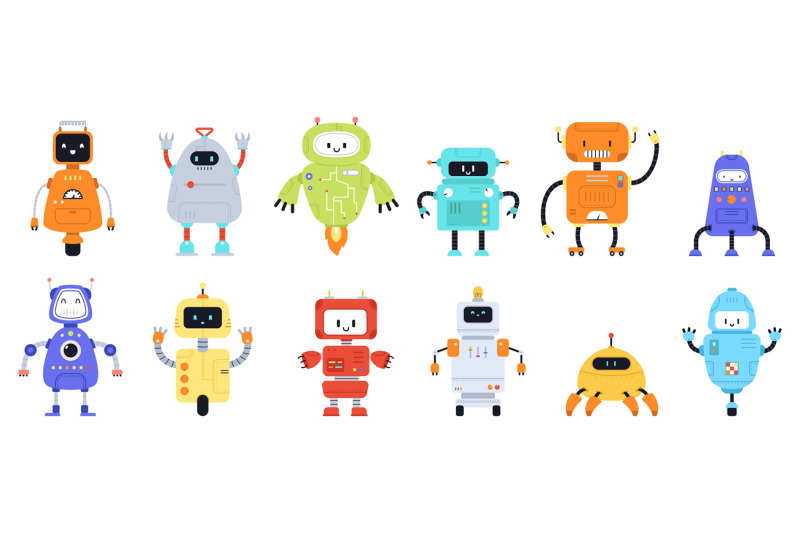 cartoon-robots-cute-technology-robot-futuristic-toys-game-cyber-mon