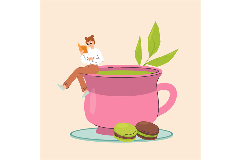 young-girl-reading-book-and-sitting-on-giant-tea-cup-matcha-or-green