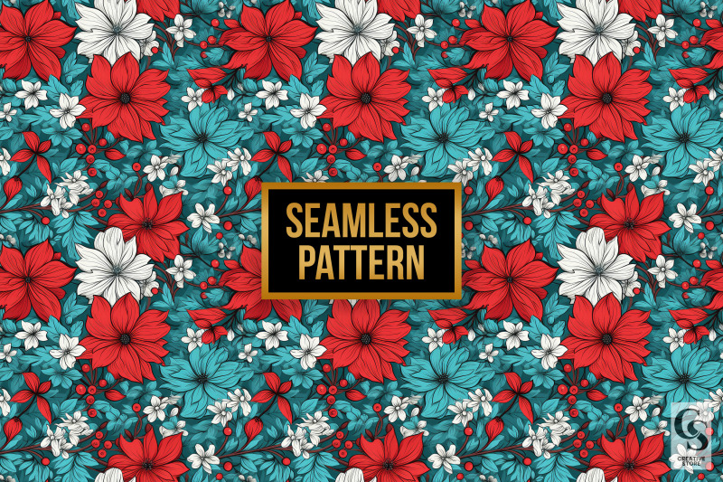 red-amp-teal-flowers-seamless-patterns