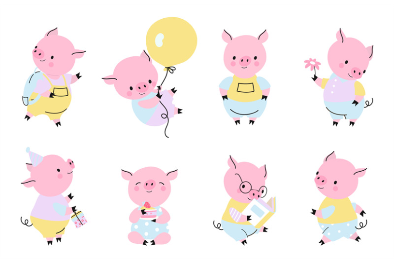 cartoon-pigs-funny-hog-characters-in-different-poses-happy-pig-ador