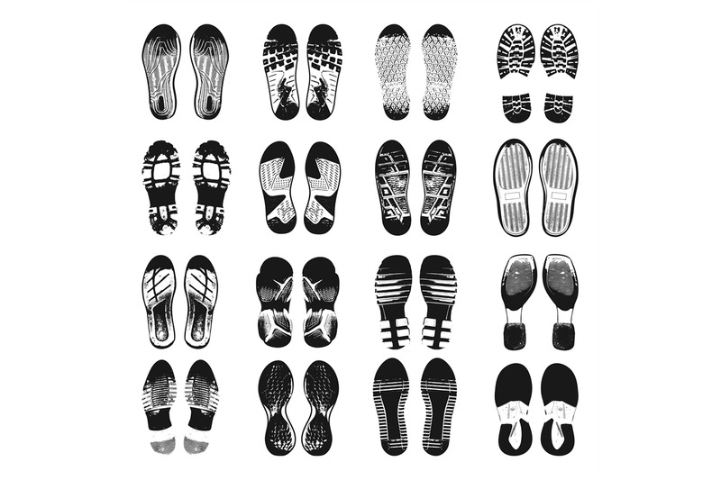 human-foot-steps-barefoot-and-in-shoes-black-dirty-footprints-silhoue