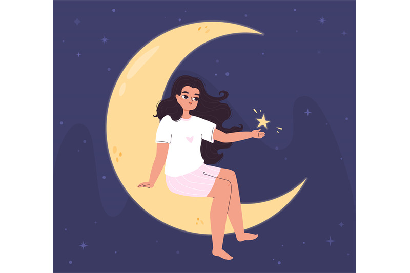 girl-dream-on-moon-woman-at-night-sit-on-crescent-and-holding-star-i