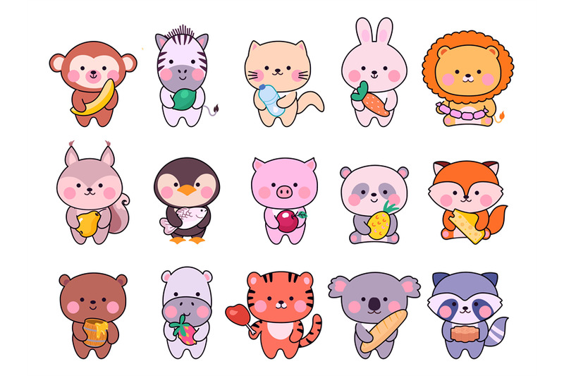 cute-tiny-animals-with-food-funny-tiny-animal-asian-graphic-art-zoo