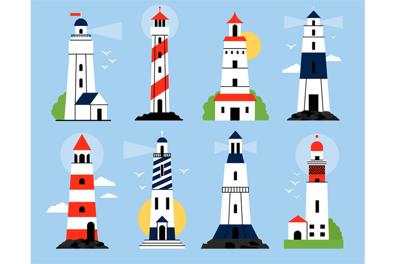 flat-cartoon-lighthouse-traditional-lighthouses-clouds-and-birds-flo